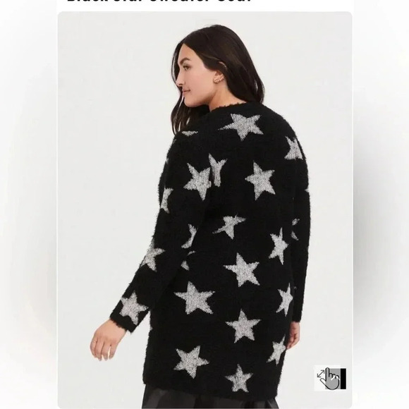 Torrid Black Star Sweater Coat Plus 00 - Picture 4 of 9